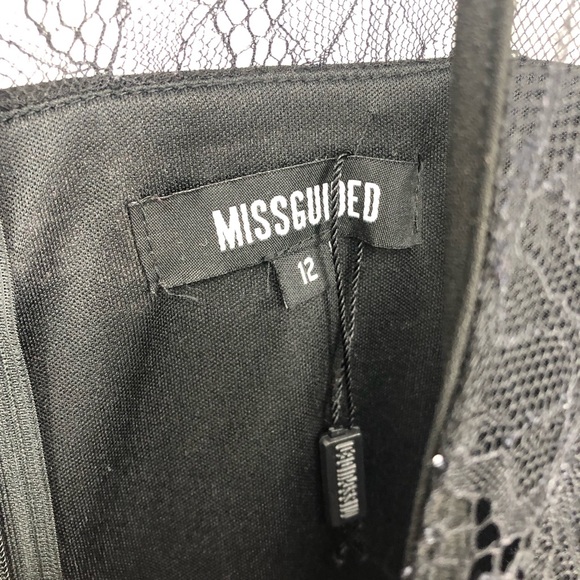 NWOT Misguided Black Long Sleeve Lace Midi Dress Sz 12 - Picture 3 of 5